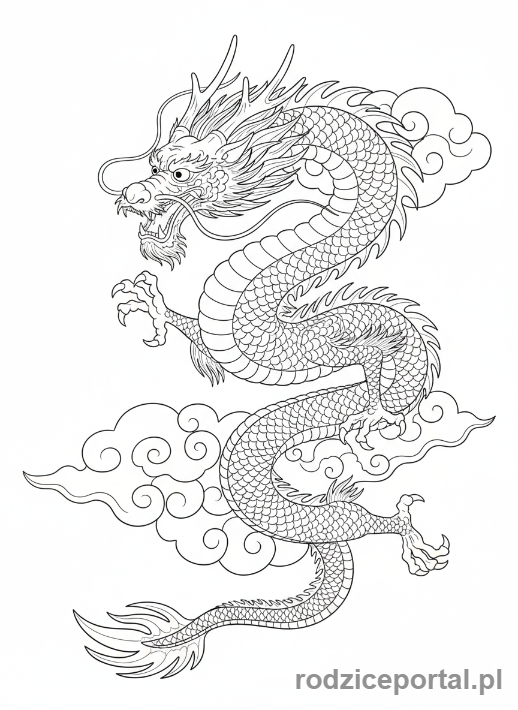 Kolorowanka Kultura Świata - Chiński smok