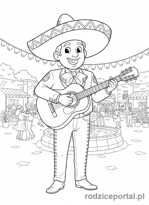 Kolorowanka Kultura Świata - Muzyk Mariachi