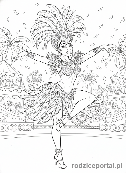 Kolorowanka Kultura Świata - Tancerka Samby