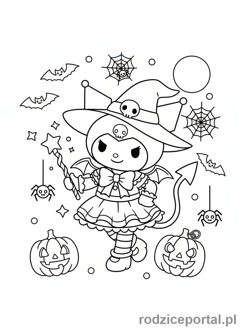 Kolorowanka Kuromi - Kuromi jako czarownica