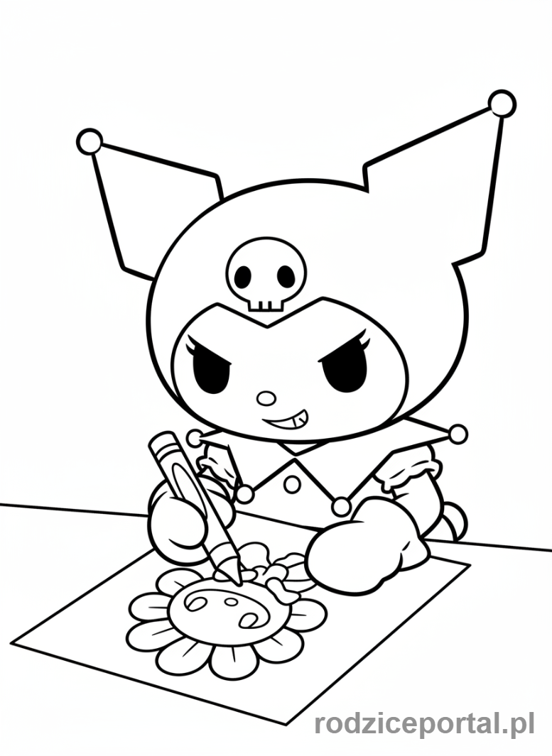 Kolorowanka Kuromi - Kuromi rysuje