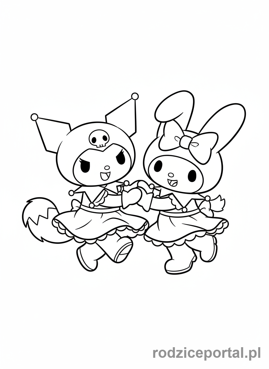 Kolorowanka Kuromi - Kuromi tańczy z My Melody