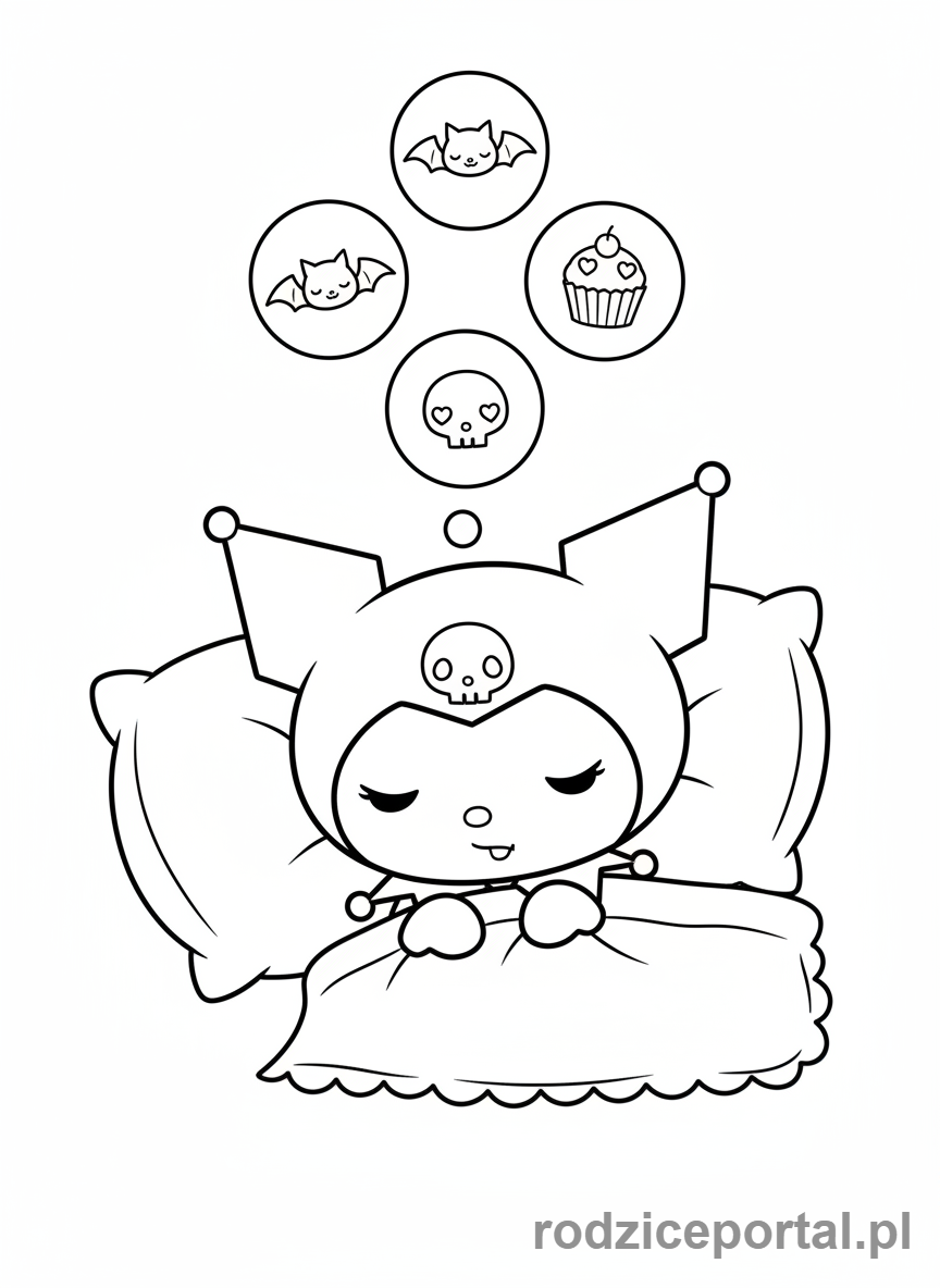 Kolorowanka Kuromi - Śpiąca Kuromi