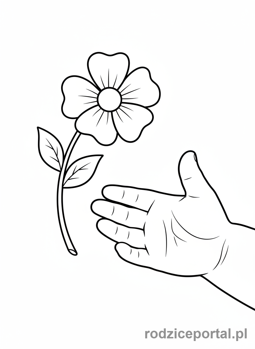 Kolorowanka Kwiaty - Ręka zrywająca kwiatka