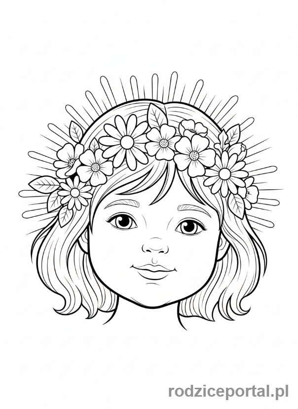 Kolorowanka Kwiaty - Wieniec z kwiatów na głowie