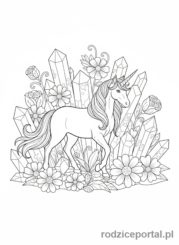 Kolorowanka Labirynty - Jednorożec w magicznym labiryncie