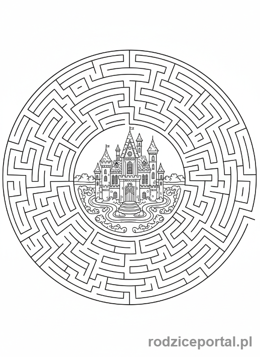Kolorowanka Labirynty - Labirynt prowadzący do zamku