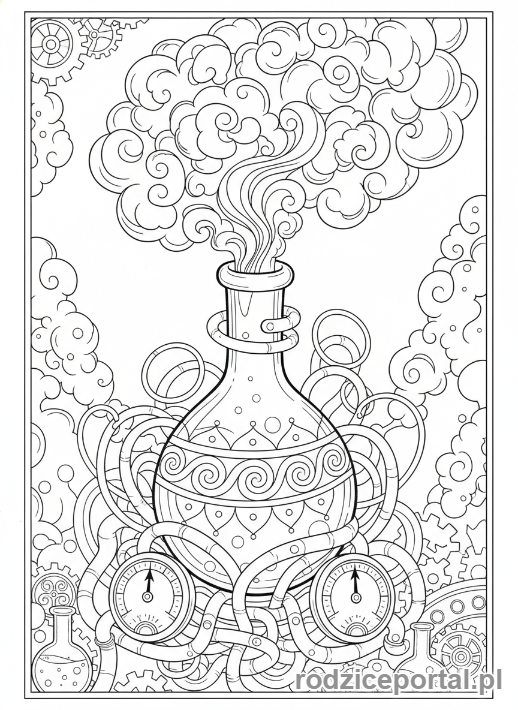 Kolorowanka Laboratorium - Tajemniczy eksperyment w kolbie