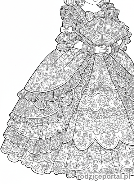 Kolorowanka Lalka - Lalka w koronkowej sukience