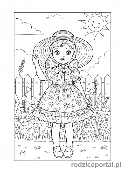 Kolorowanka Lalka - Lalka w letniej sukience