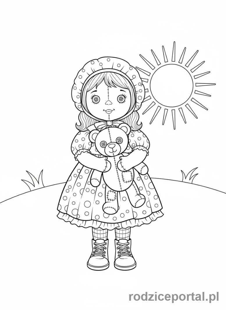 Kolorowanka Lalka - Lalka z misiem