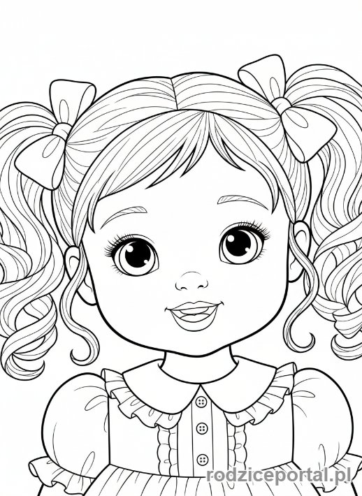 Kolorowanka Lalka - Uśmiechnięta lalka