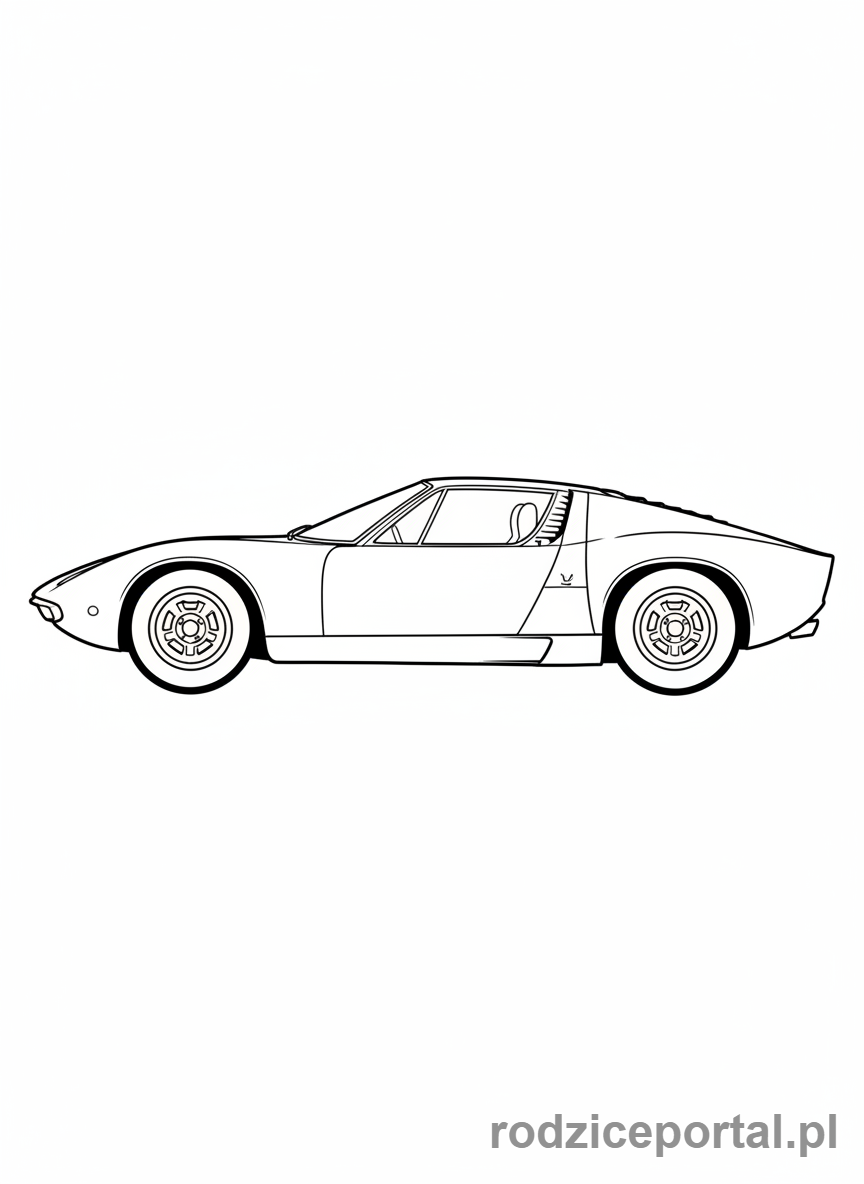 Kolorowanka Lamborghini - Klasyczny profil Lamborghini Miura