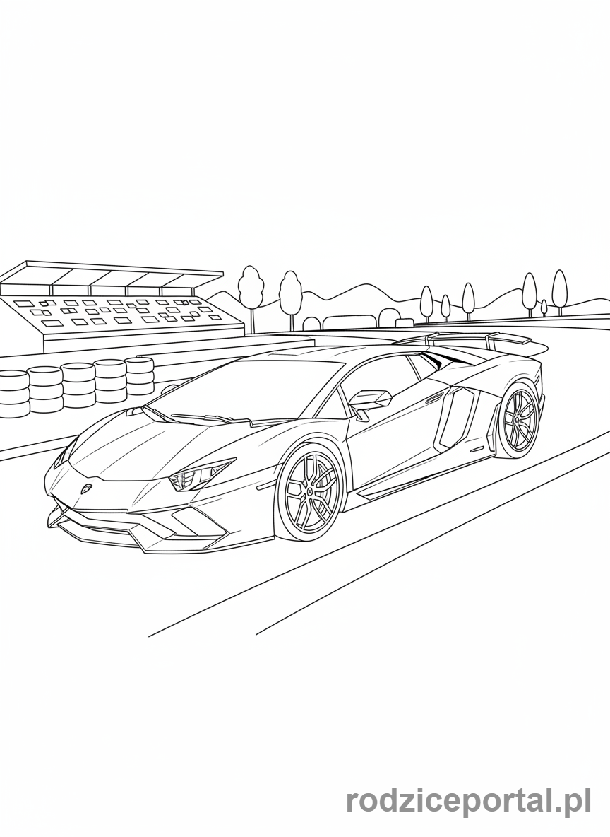 Kolorowanka Lamborghini - Lamborghini Aventador na torze