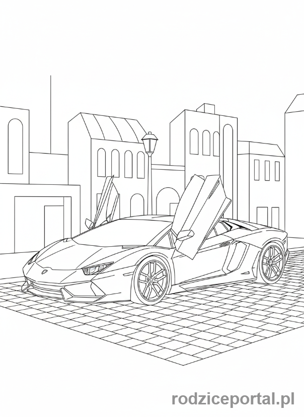 Kolorowanka Lamborghini - Lamborghini na ulicy miasta