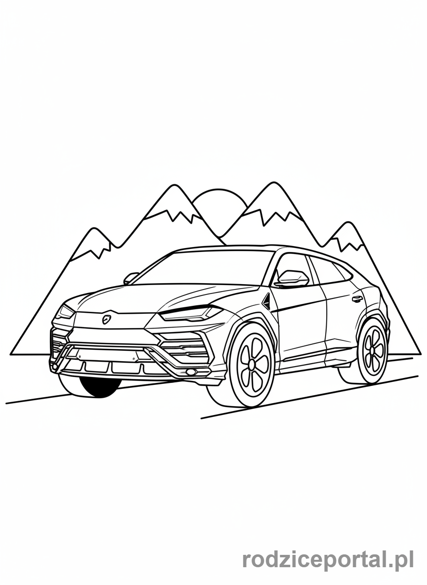 Kolorowanka Lamborghini - Lamborghini Urus w górach