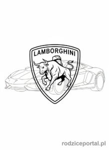 Kolorowanka Lamborghini - Logo Lamborghini z samochodem