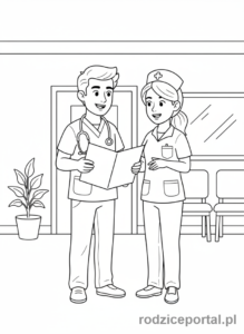 Kolorowanka Lekarz - Lekarz i pielęgniarka