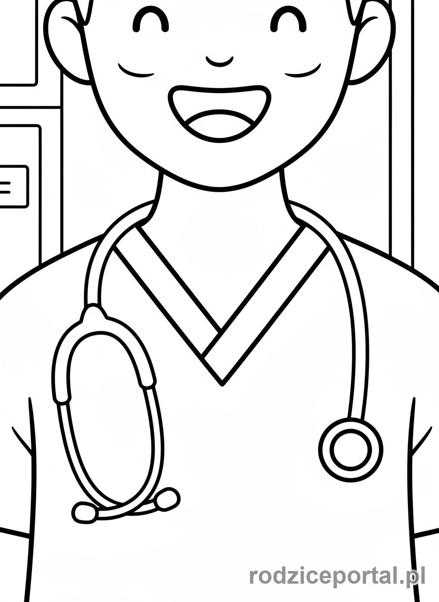 Kolorowanka Lekarz - Lekarz ze stetoskopem