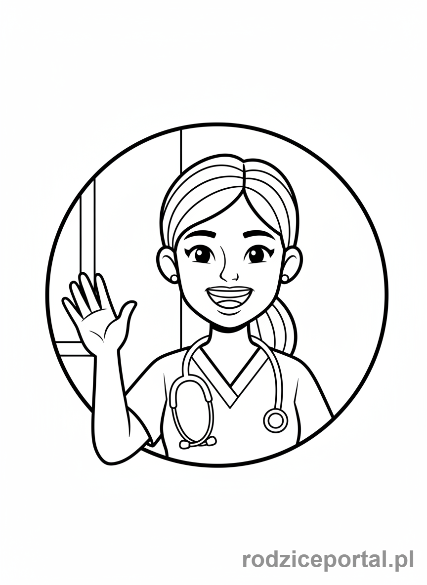 Kolorowanka Lekarz - Uśmiechnięty lekarz