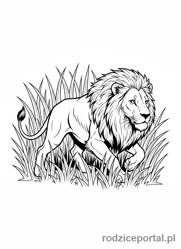 Kolorowanka Lew - Lew polujacy