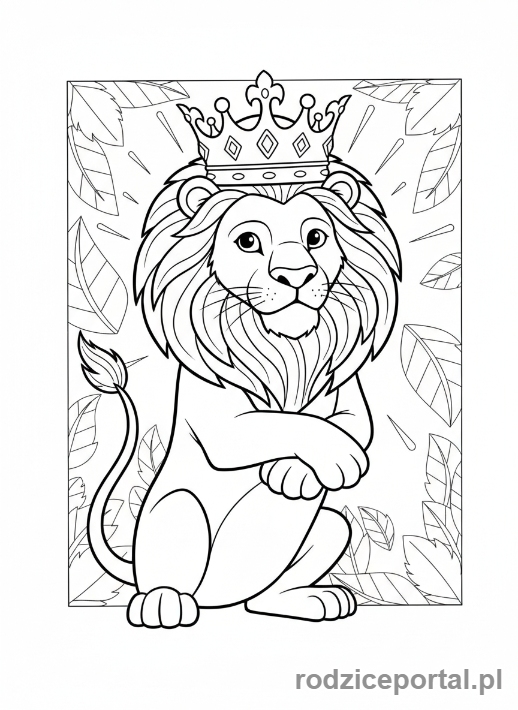 Kolorowanka Lew - Lew z korona