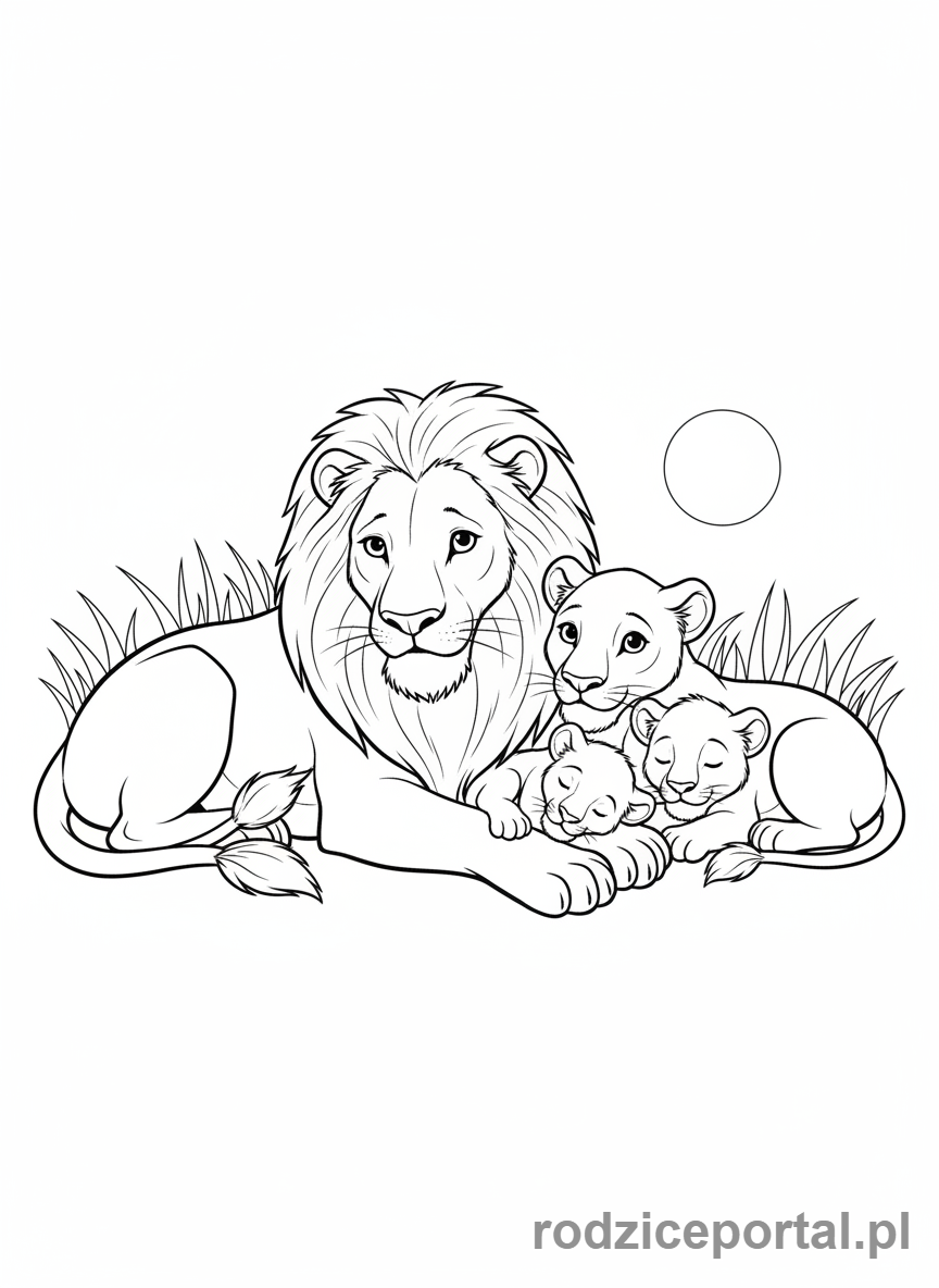 Kolorowanka Lew - Rodzina lwow
