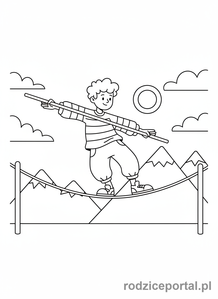 Kolorowanka Lewa Prawa Strona - Chłopiec balansuje