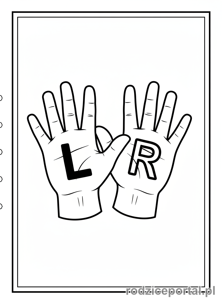 Kolorowanka Lewa Prawa Strona - Dłonie Lewa Prawa