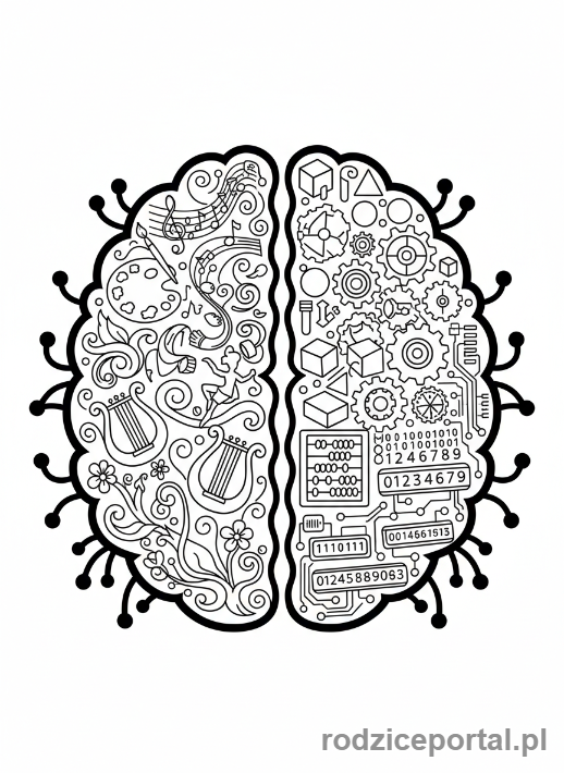 Kolorowanka Lewa Prawa Strona - Półkule mózgu