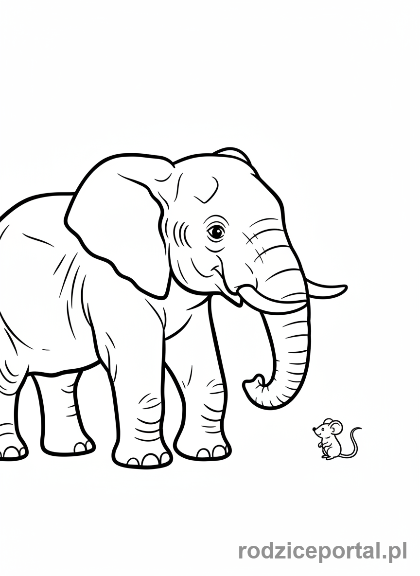 Kolorowanka Lewa Prawa Strona - Słoń i mysz