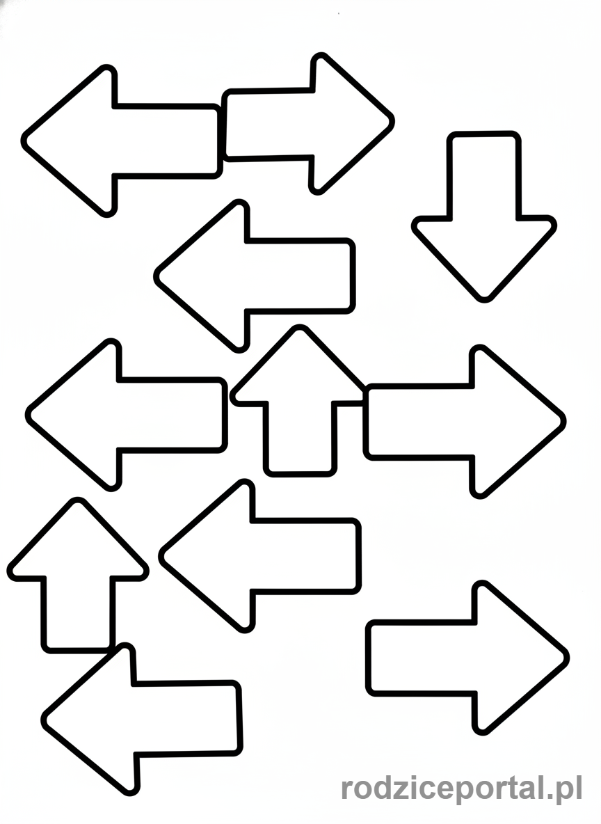 Kolorowanka Lewa Prawa Strona - Strzałki kierunki