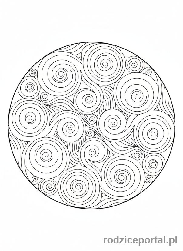 Kolorowanka Linie I Kształty - Abstrakcyjne wiry i spirale