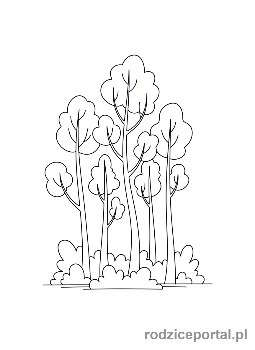 Kolorowanka Linie I Kształty - Las z minimalistycznych linii