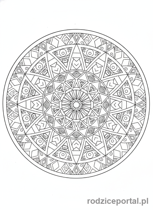 Kolorowanka Linie I Kształty - Mandala z kształtów i linii