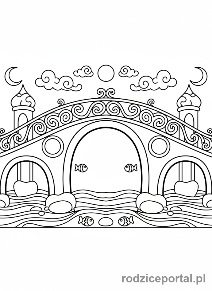 Kolorowanka Linie I Kształty - Most z zakrzywionych linii