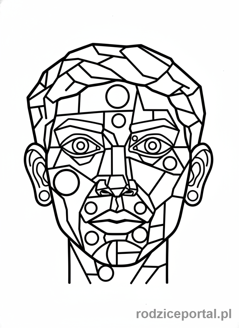 Kolorowanka Linie I Kształty - Portret z geometrycznych figur