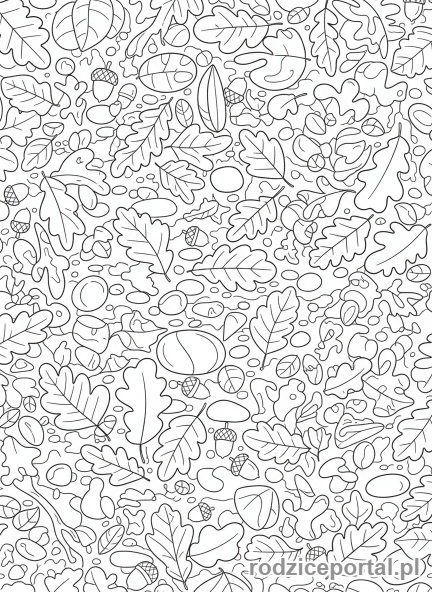Kolorowanka Liście - Runo leśne liście