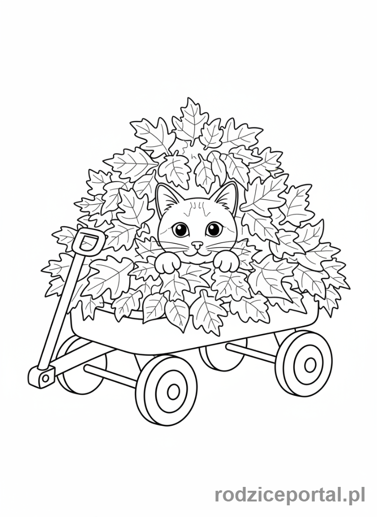 Kolorowanka Liście Zadania - Wagon pelen lisci