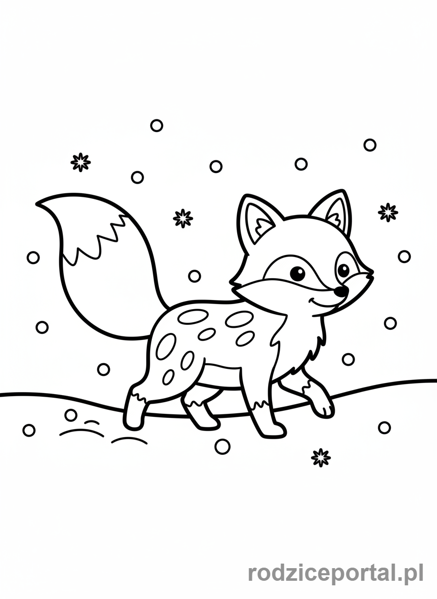 Kolorowanka Lisek - Lisek na śniegu