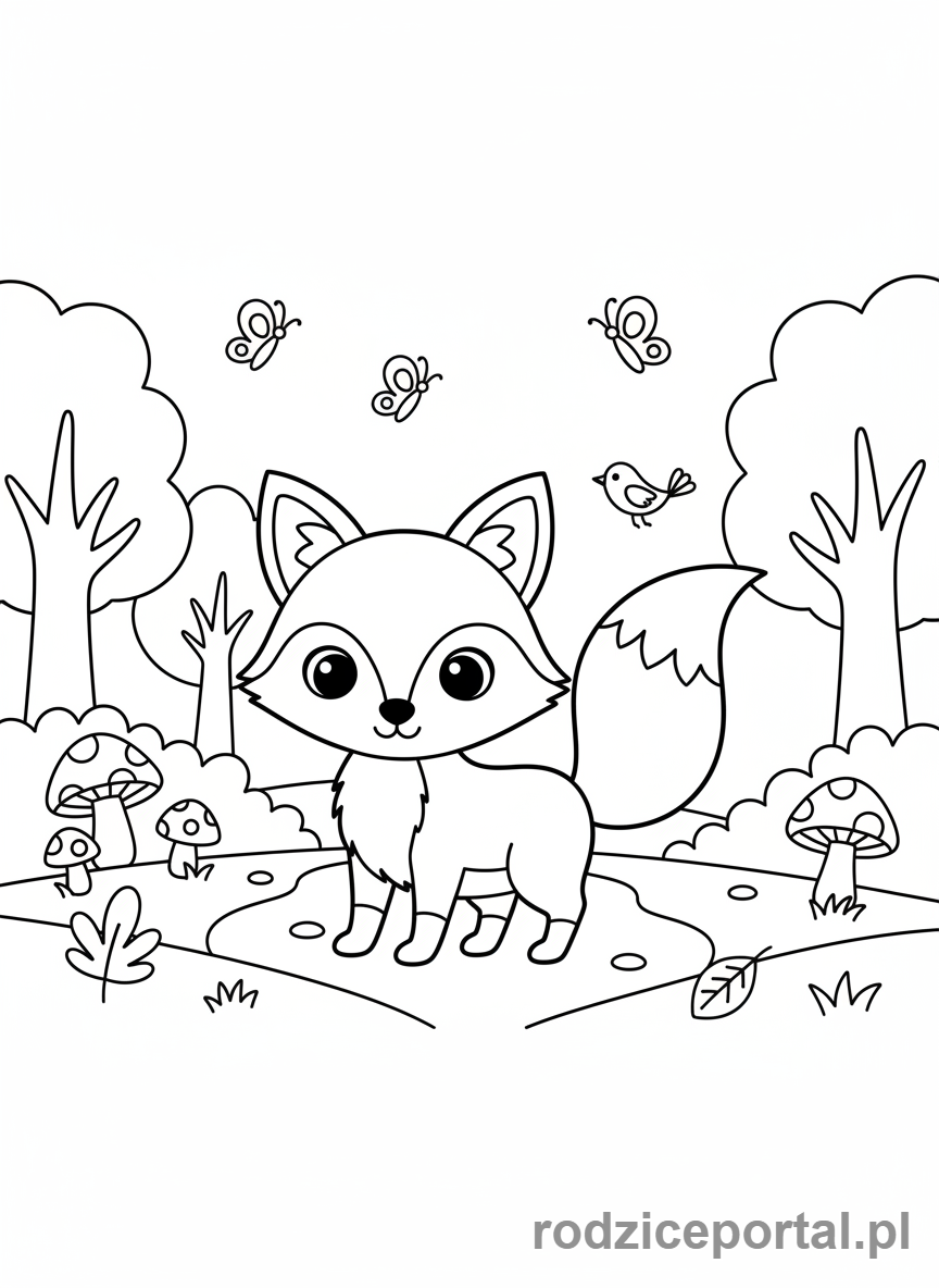 Kolorowanka Lisek - Lisek w lesie