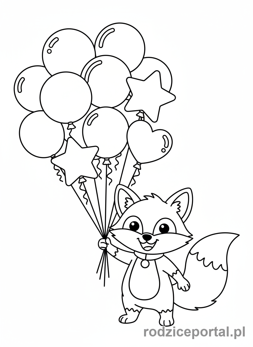 Kolorowanka Lisek - Lisek z balonami