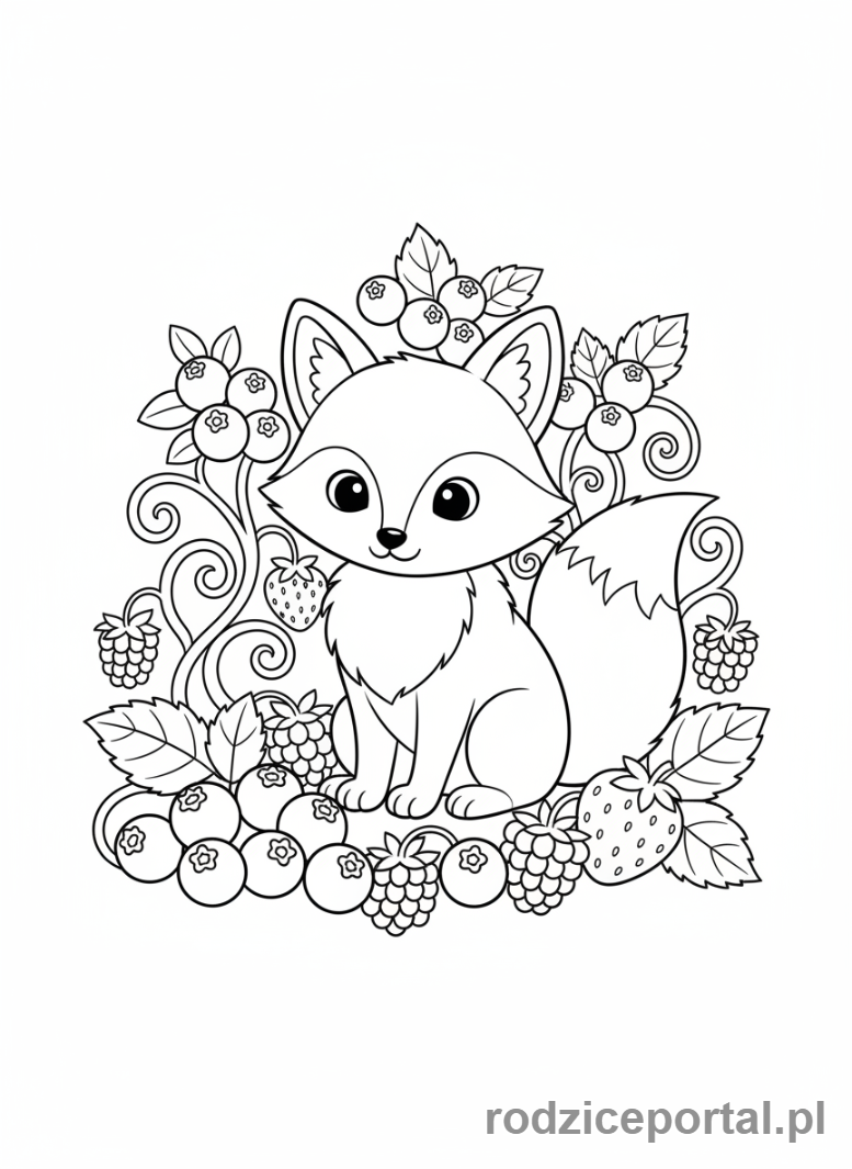 Kolorowanka Lisek - Lisek z jagodami