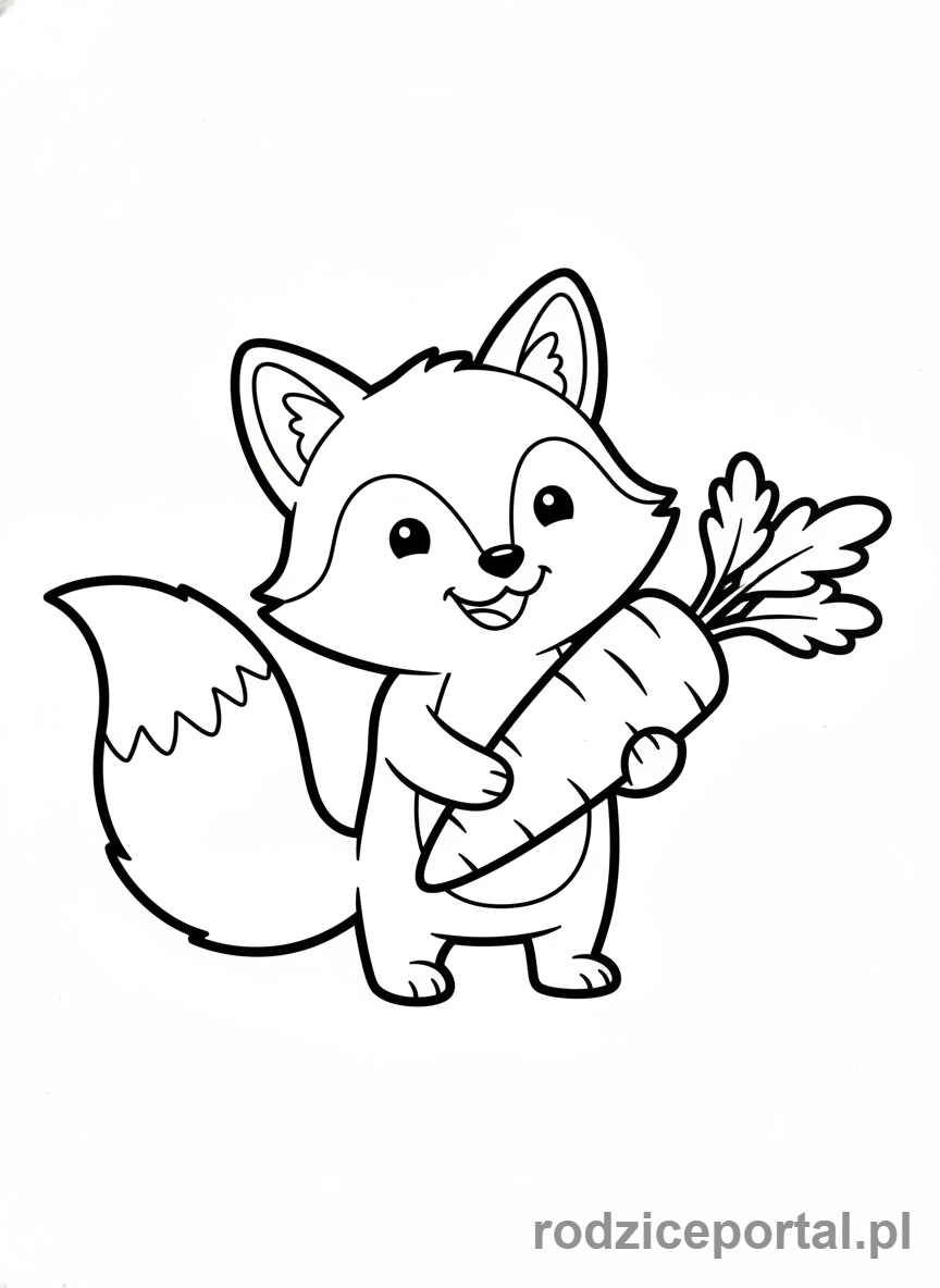 Kolorowanka Lisek - Lisek z marchewką