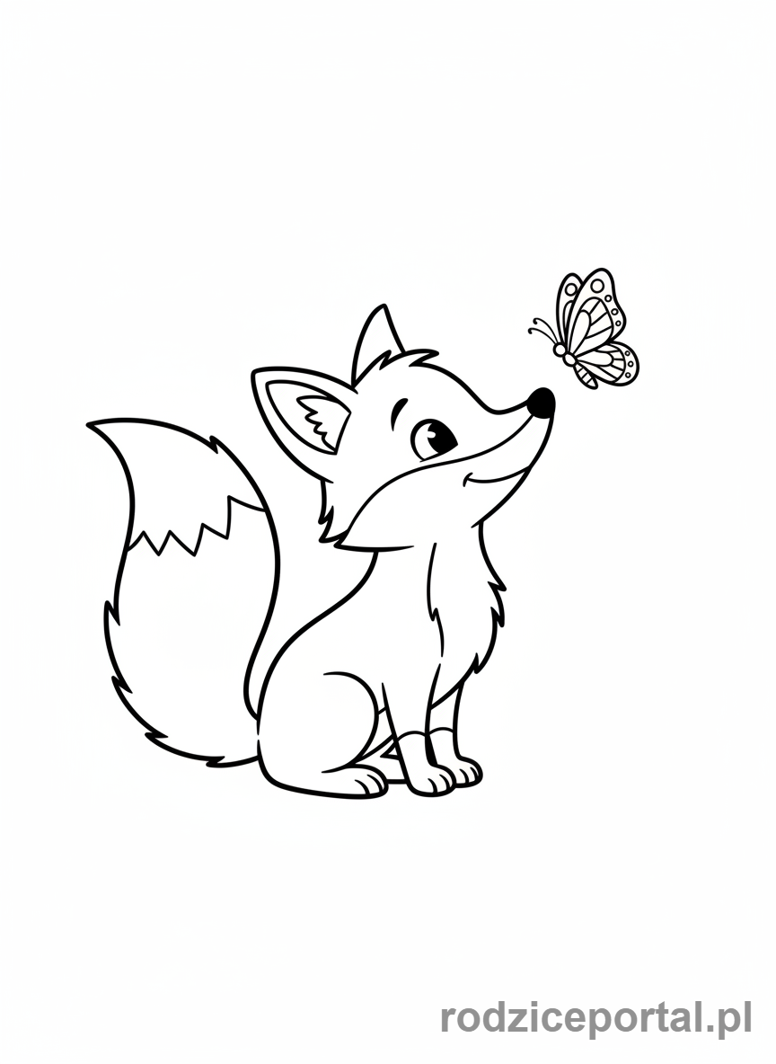 Kolorowanka Lisek - Lisek z motylem
