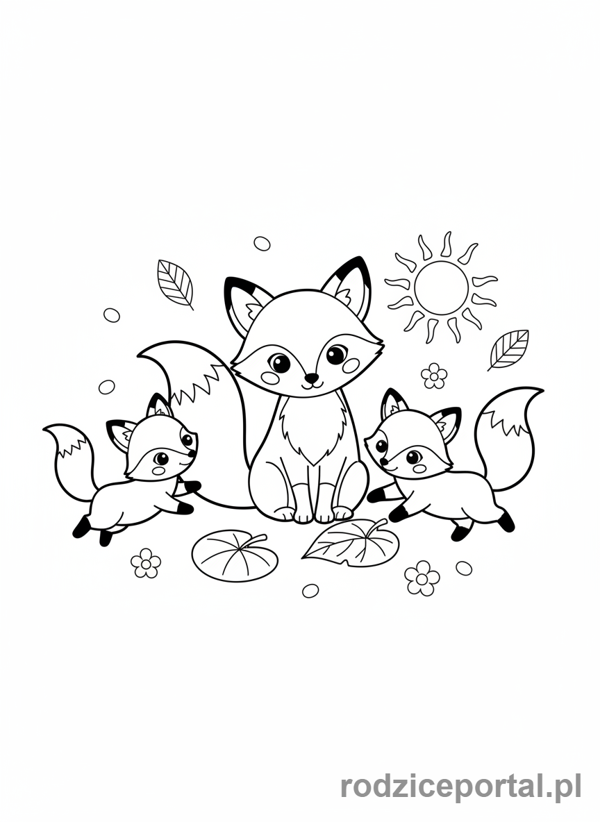 Kolorowanka Lisek - Rodzina lisków