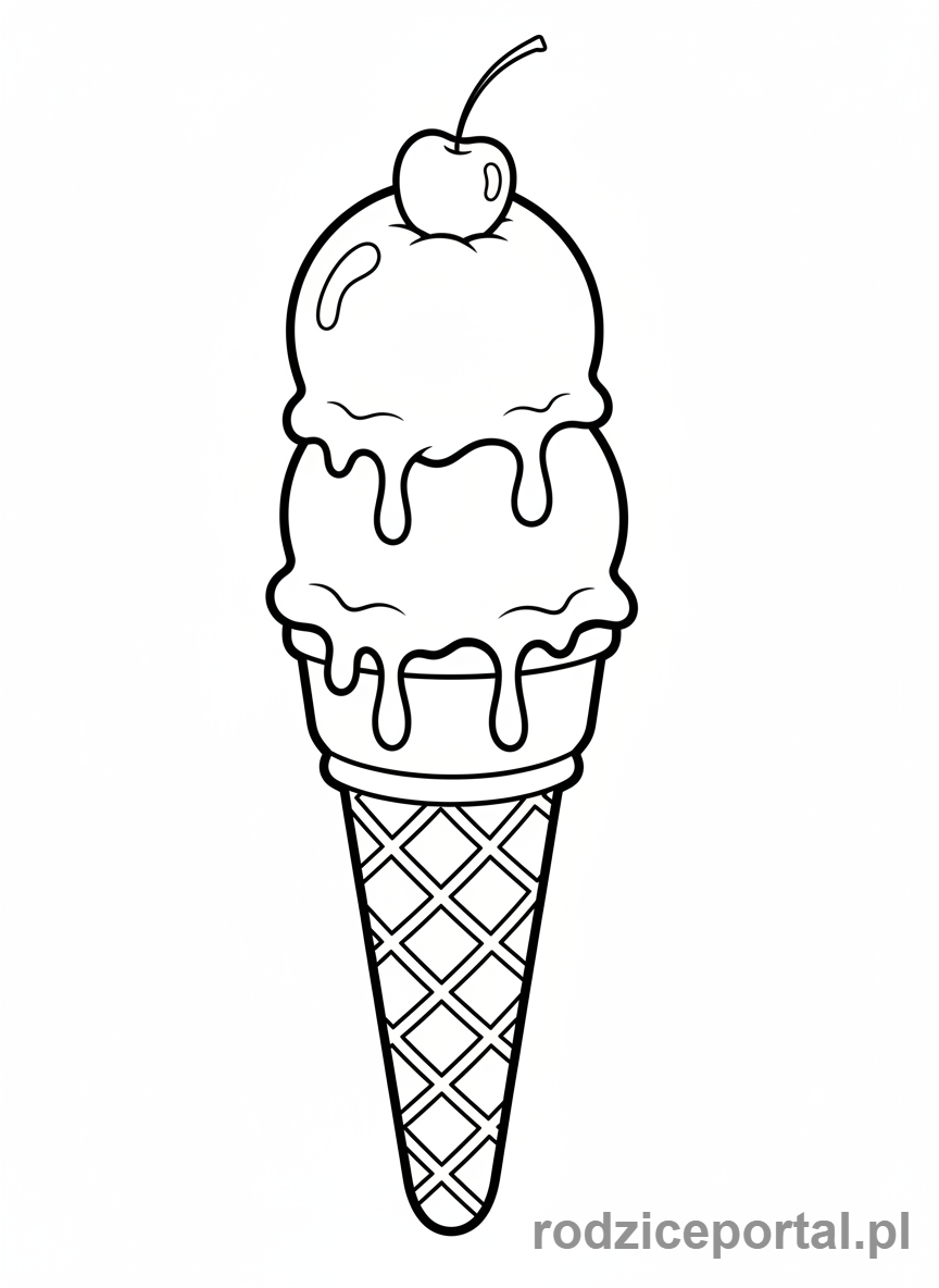 Kolorowanka Litery Drukowane - Litera I, lody