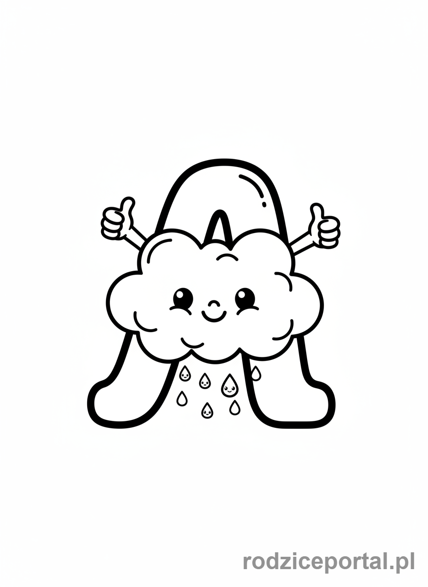 Kolorowanka Litery Pisane - Litera A jako chmurka