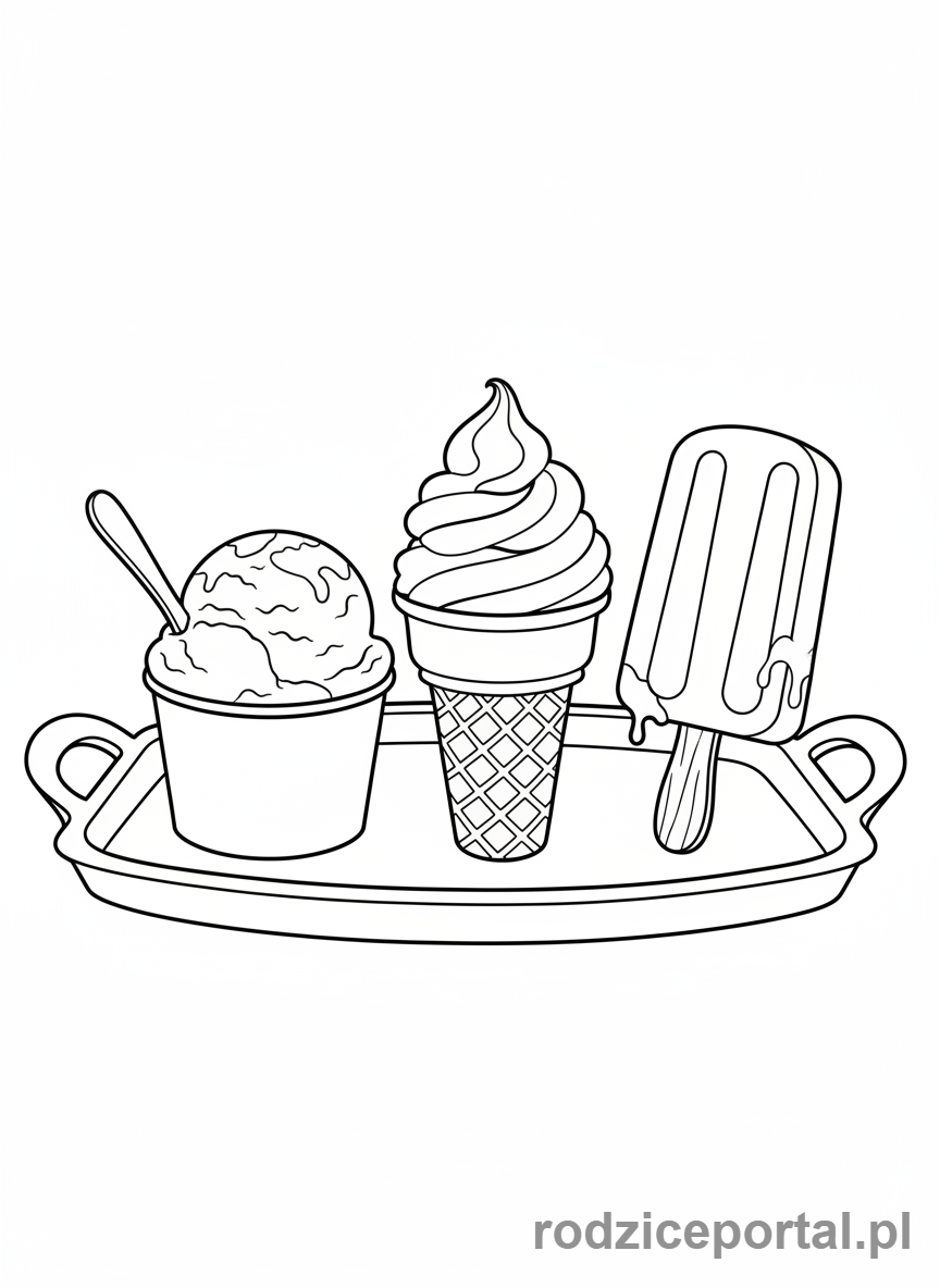 Kolorowanka Lody - Różne rodzaje lodów