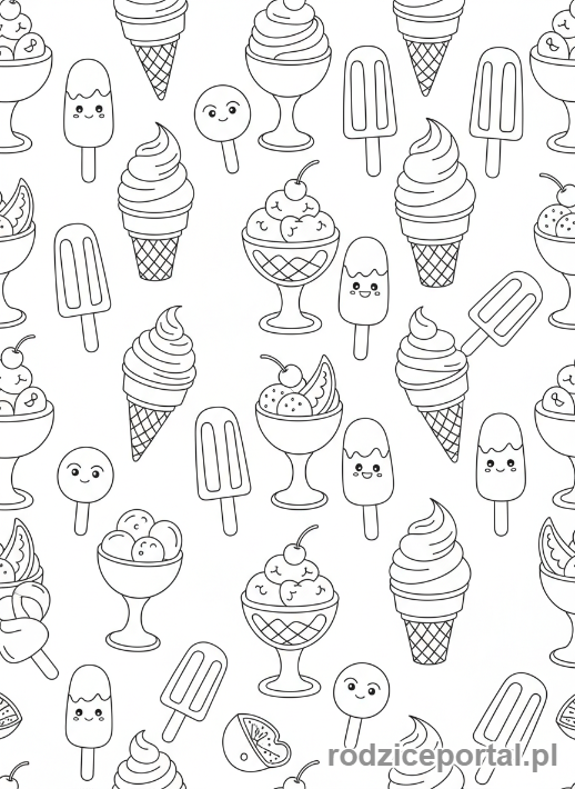 Kolorowanka Lody - Wzór z lodami